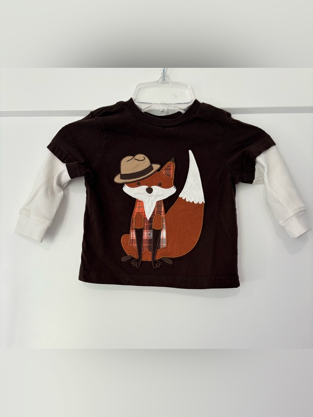 Gymboree Fox Applicae Brown Thermal Long Sleeve Shirt 12/18